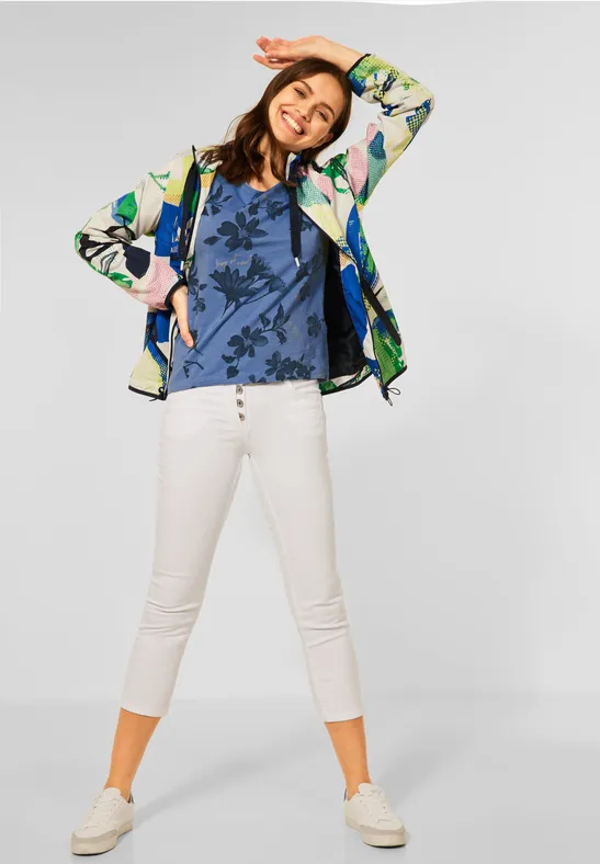 T-Shirt mit Blumenprint forever blue