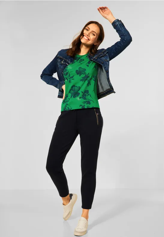 T-shirt met bloemenprint cheeky green