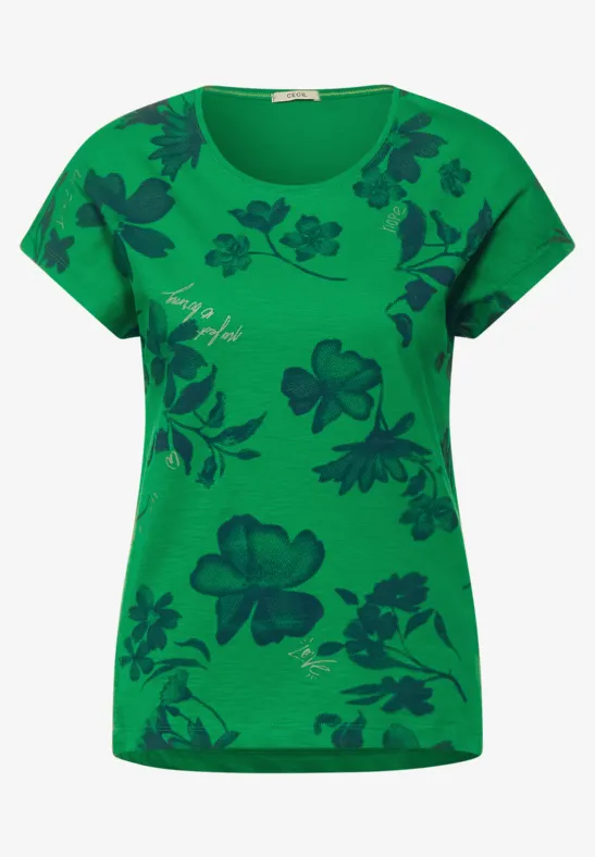 T-shirt met bloemenprint cheeky green