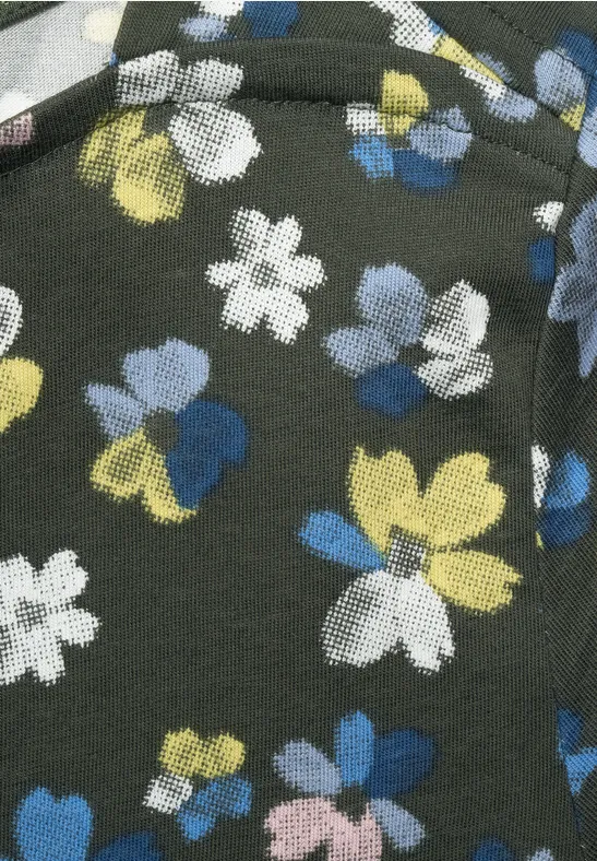 T-shirt met bloemenprint utility olive