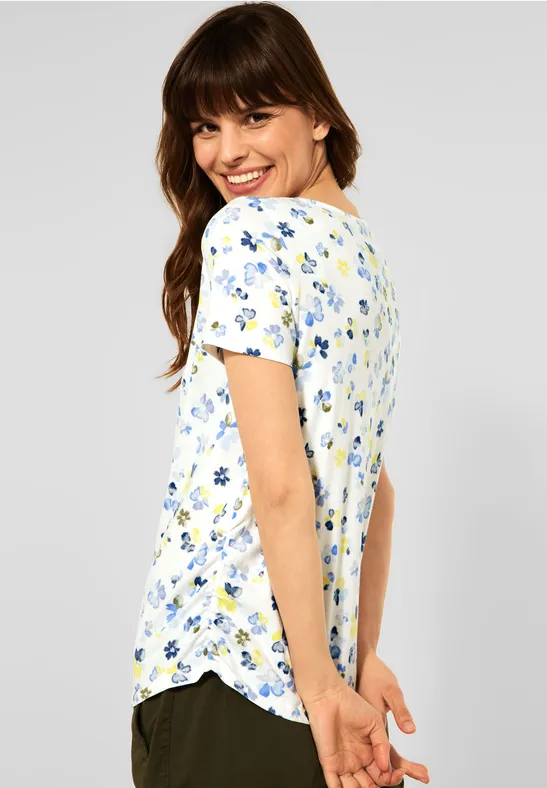 T-shirt met bloemenprint vanilla white