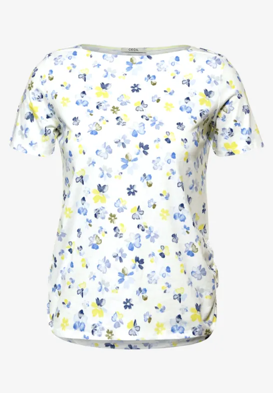 T-shirt met bloemenprint vanilla white