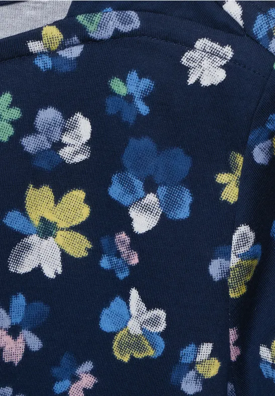 T-shirt met bloemenprint river blue