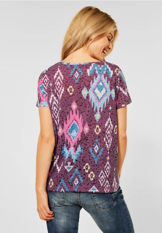 T-shirt aspect dévoré burn out berry juice red