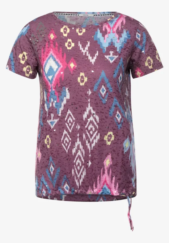 T-shirt aspect dévoré burn out berry juice red