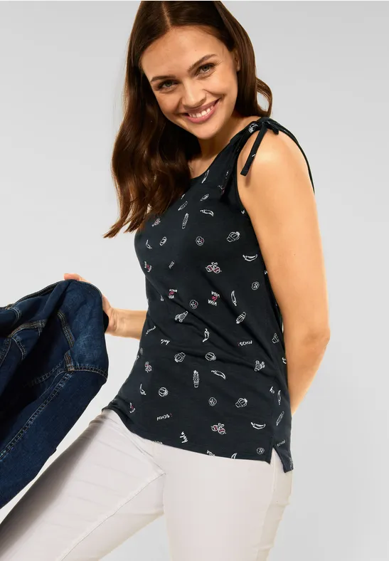 Top mit Minimalprint carbon grey