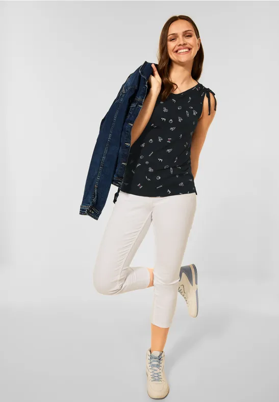 Top mit Minimalprint carbon grey