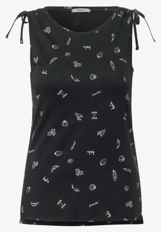 Top mit Minimalprint carbon grey