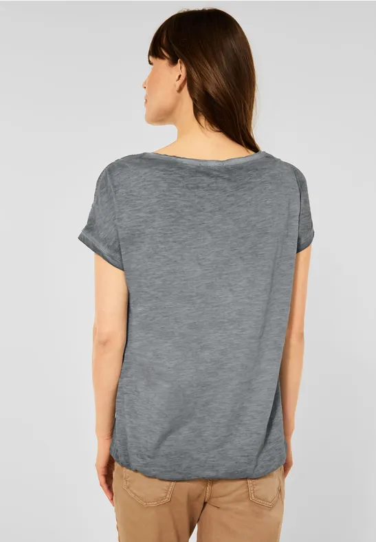 T-shirt met knoopdetails carbon grey