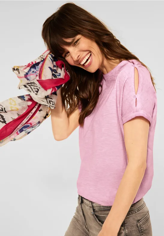 T-shirt met knoopdetails light pink