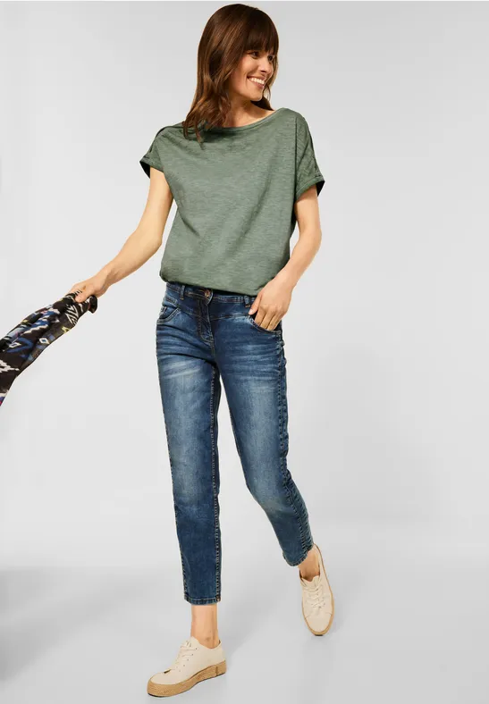 T-shirt met knoopdetails desert olive green