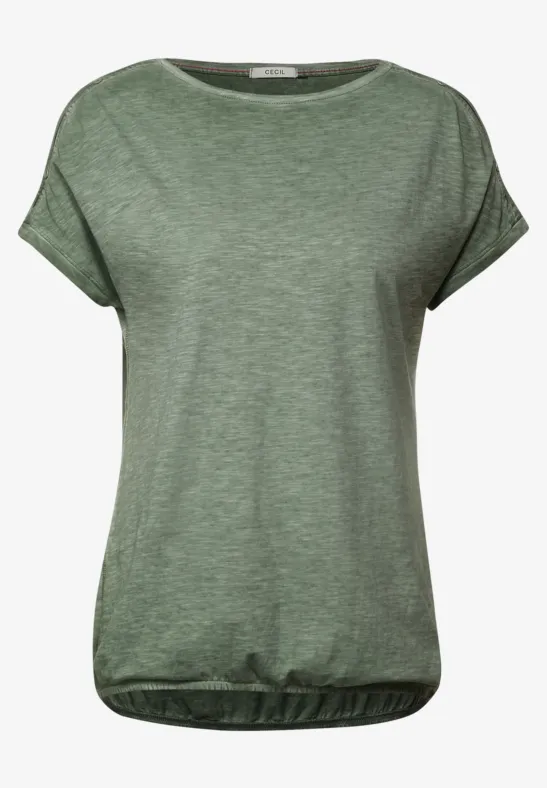 T-shirt met knoopdetails desert olive green