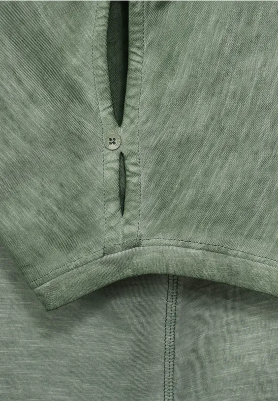 T-shirt met knoopdetails desert olive green