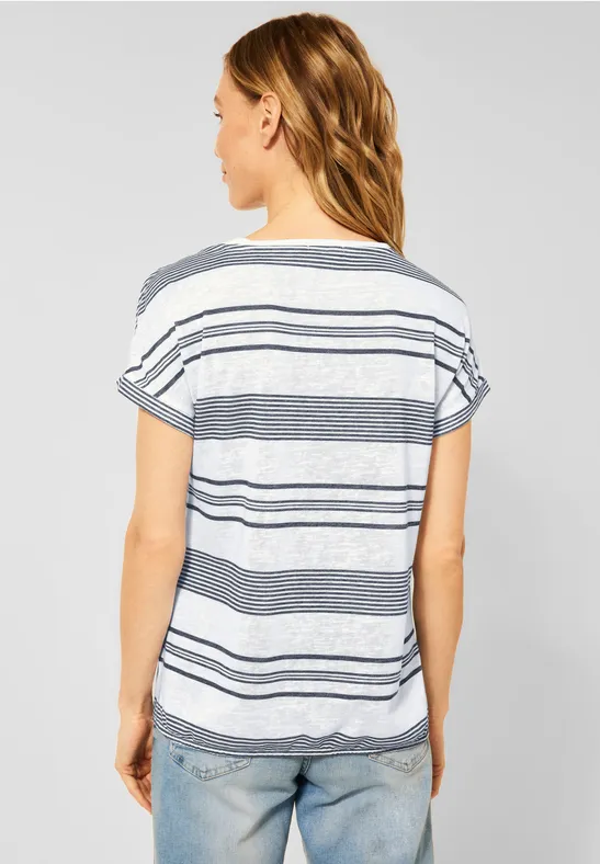 T-Shirt mit Streifenmuster vanilla white
