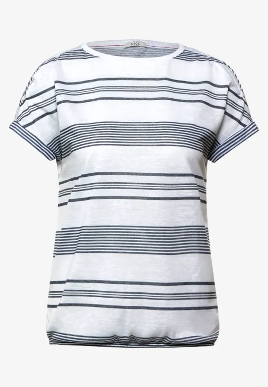 T-Shirt mit Streifenmuster vanilla white