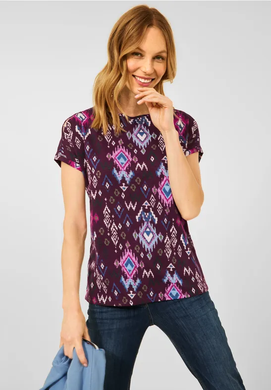 T-shirt avec bouton décoratif berry juice red