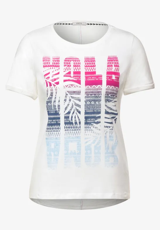 T-Shirt mit Print vanilla white