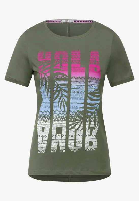 T-shirt met print desert olive green