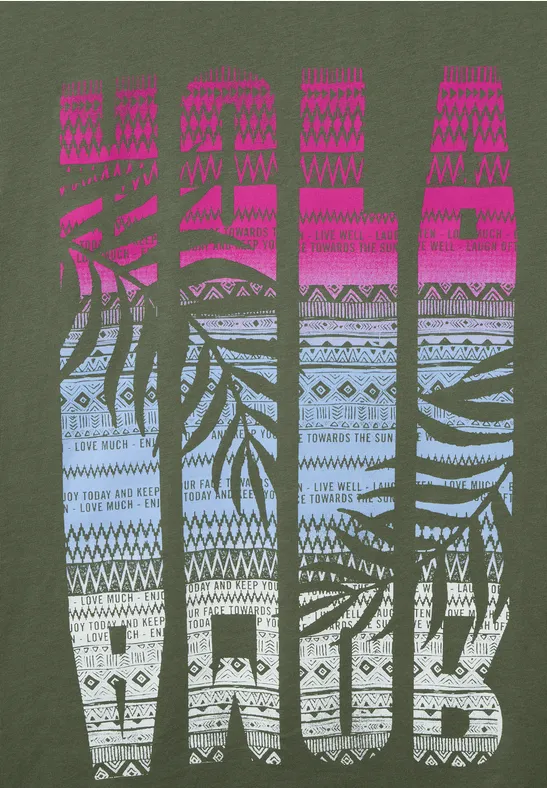 T-shirt met print desert olive green