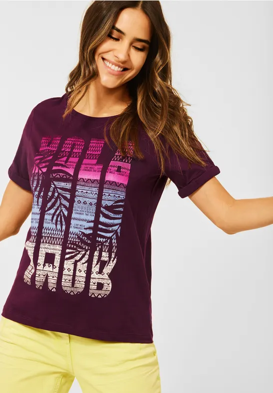 T-shirt met print berry juice red