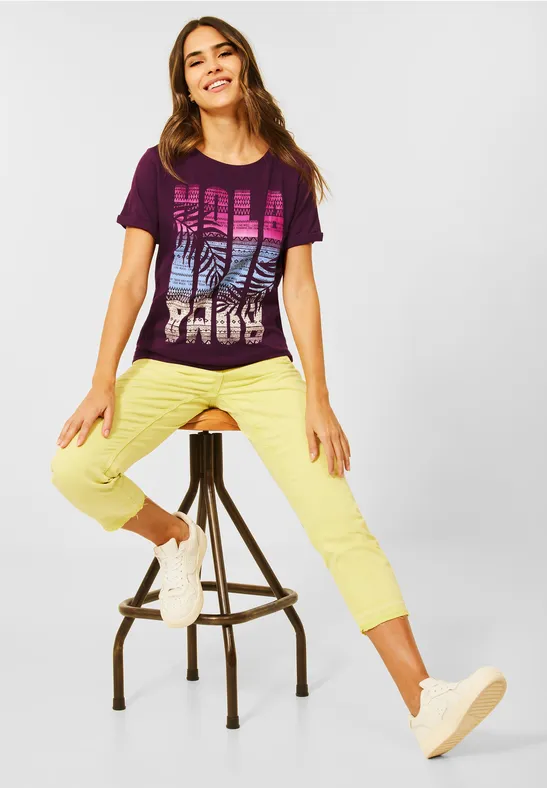 T-shirt met print berry juice red