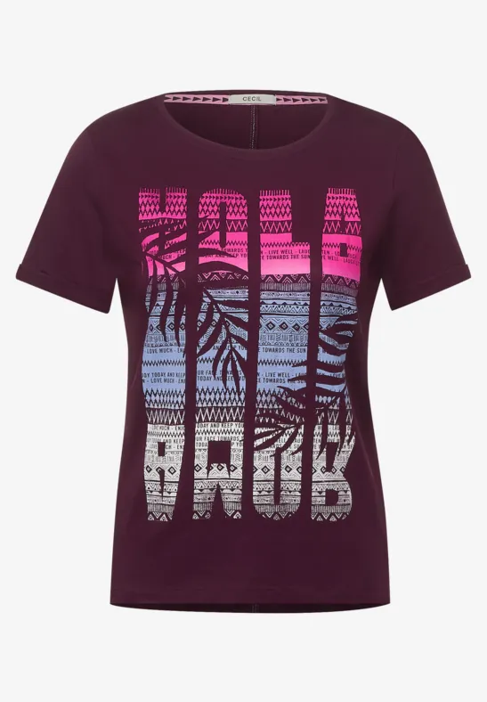 T-shirt met print berry juice red