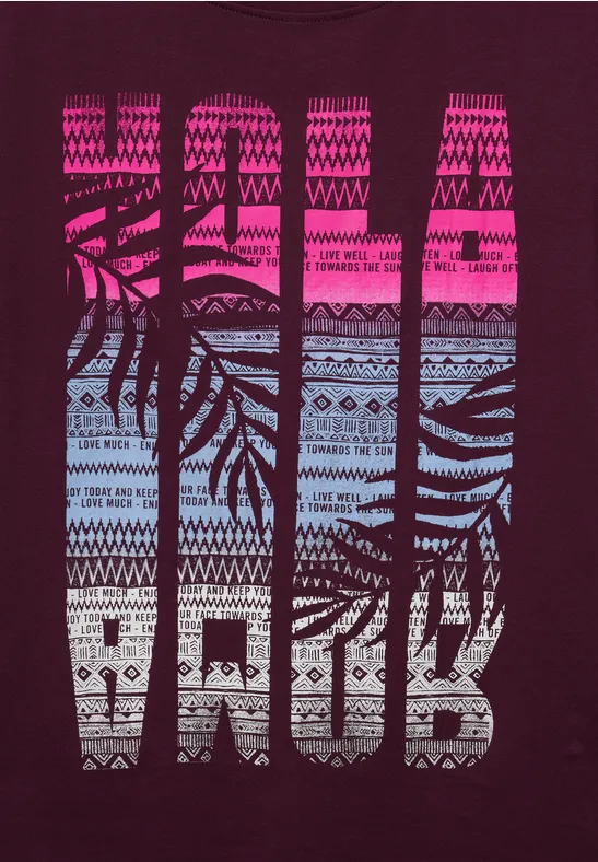 T-shirt met print berry juice red