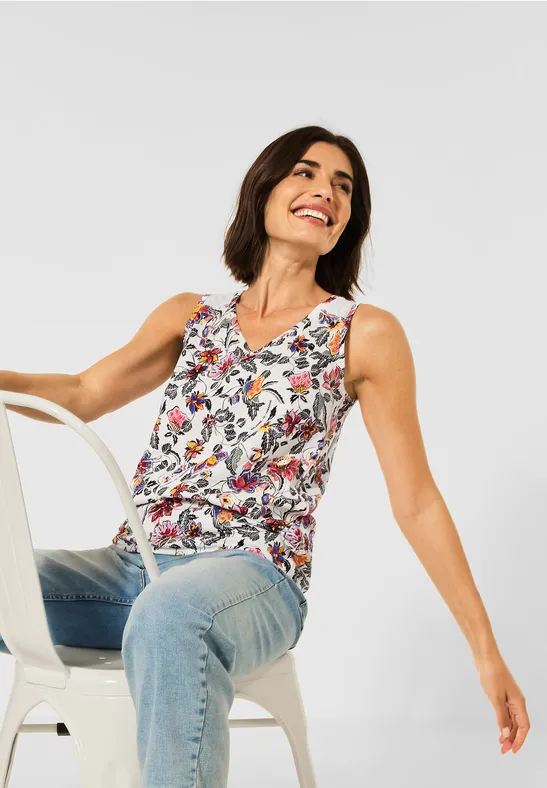 Top met bloemenprint vanilla white