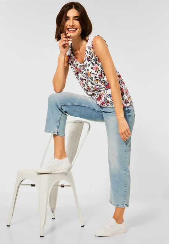 Top met bloemenprint vanilla white
