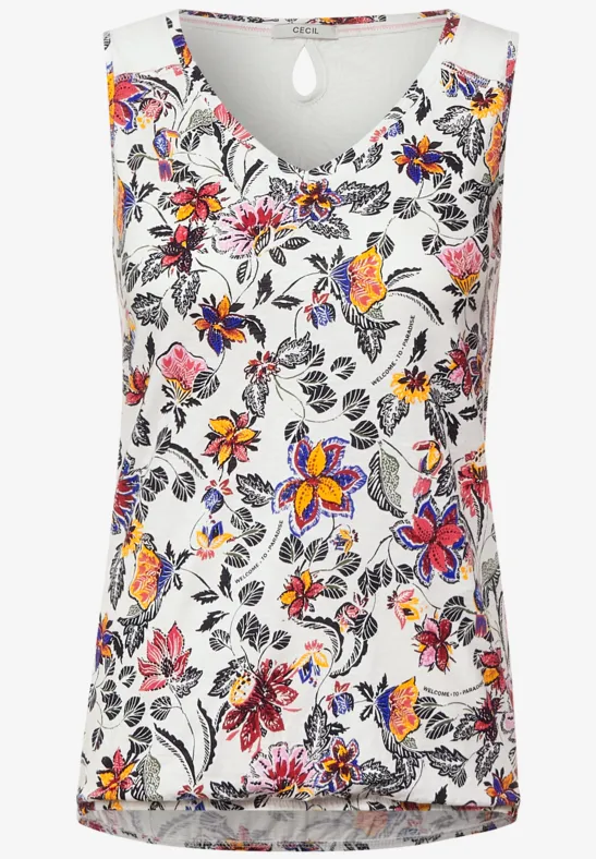 Top met bloemenprint vanilla white