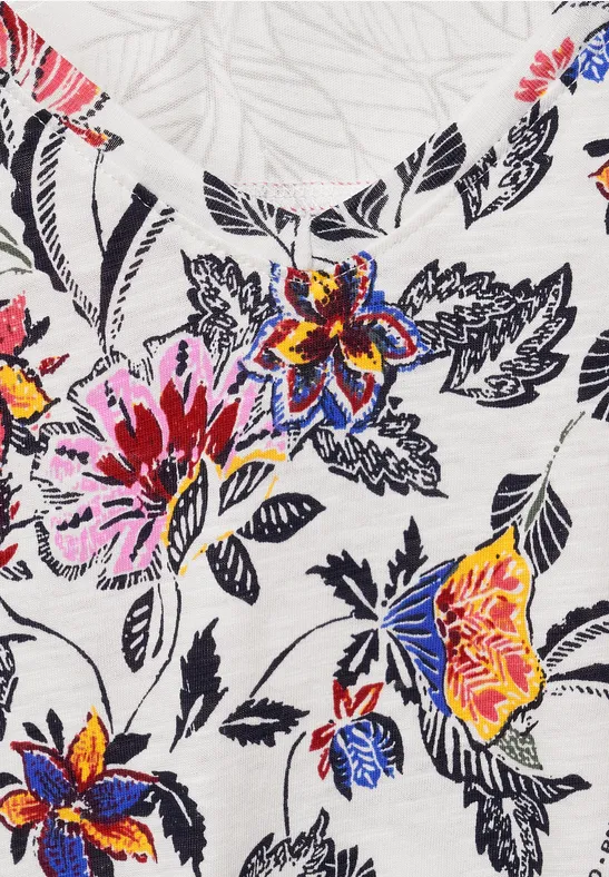 Top met bloemenprint vanilla white