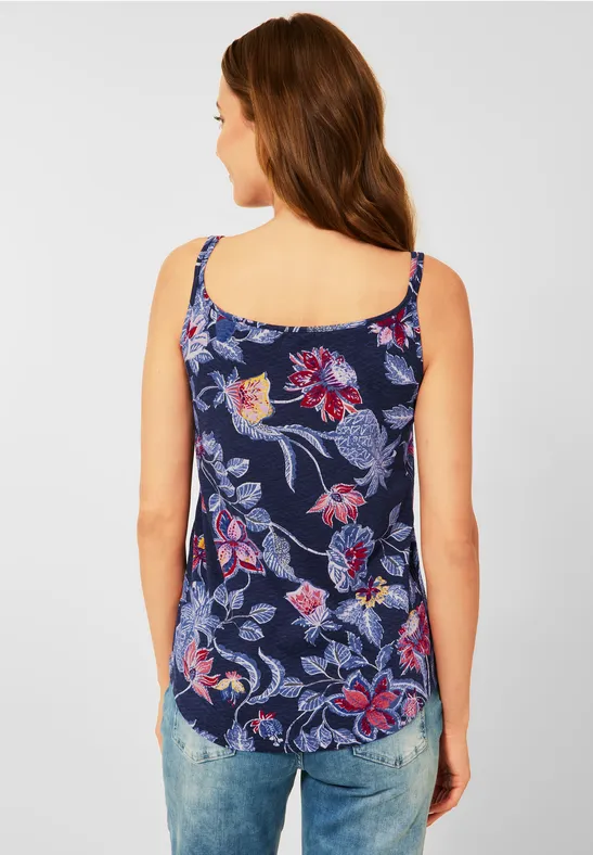 Top mit Blumenprint deep blue