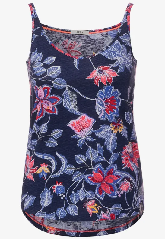 Top mit Blumenprint deep blue