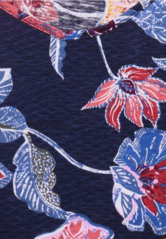 Top mit Blumenprint deep blue