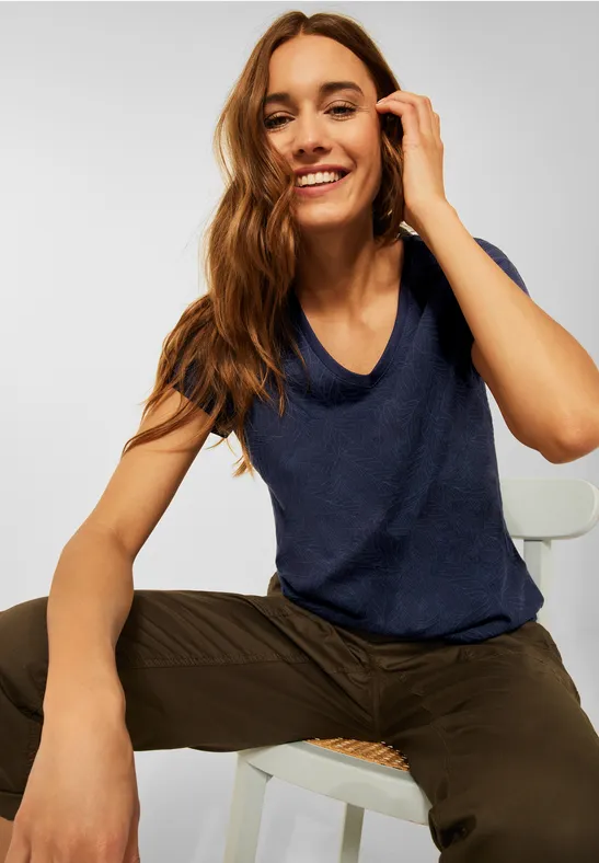 T-Shirt in Burnout Optik burn out deep blue