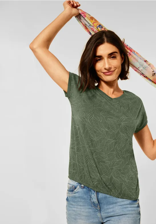T-shirt in burnout-look burn out desert olive green