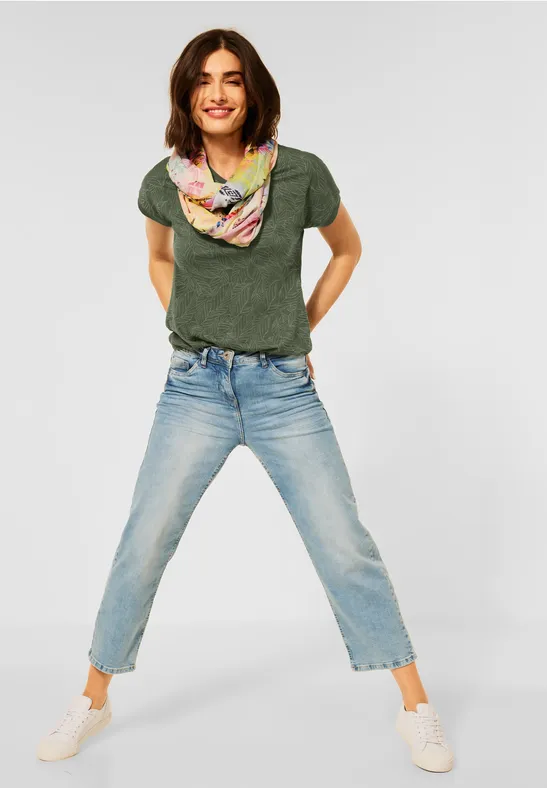 T-shirt in burnout-look burn out desert olive green