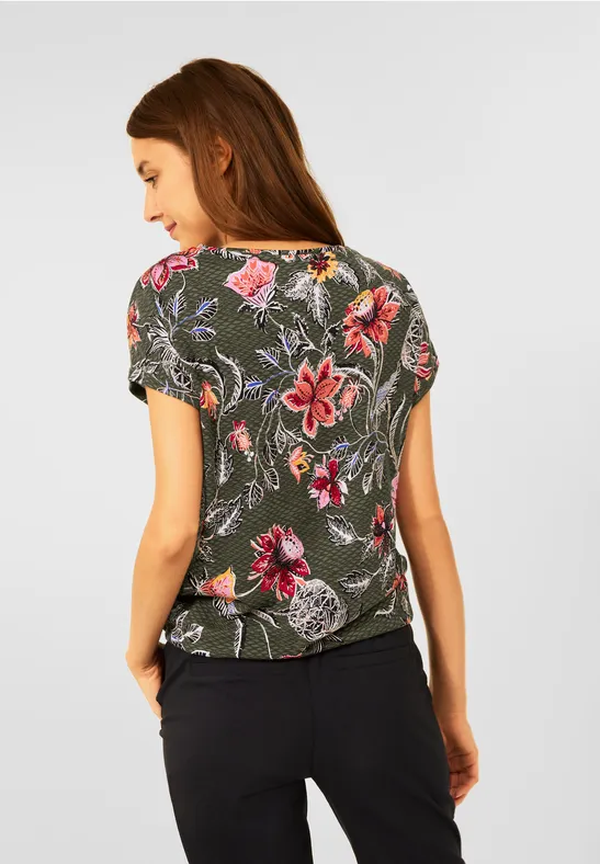 T-shirt met knoopdetail desert olive green