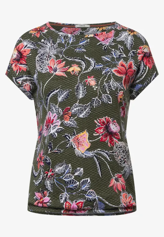 T-shirt met knoopdetail desert olive green