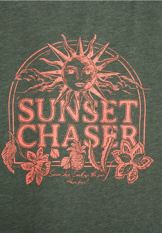 T-Shirt mit Rückenprint desert olive green melange