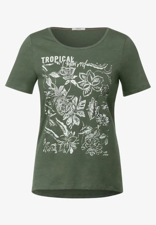 T-shirt met fotoprint desert olive green