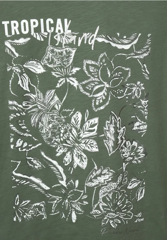 T-shirt met fotoprint desert olive green