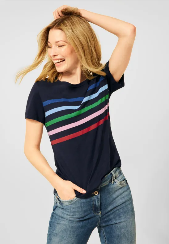 T-shirt met gestreept patroon deep blue