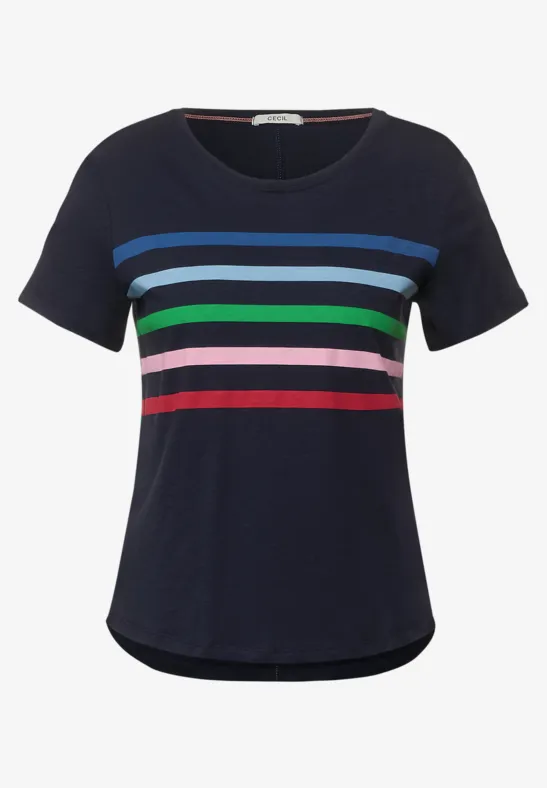 T-shirt met gestreept patroon deep blue