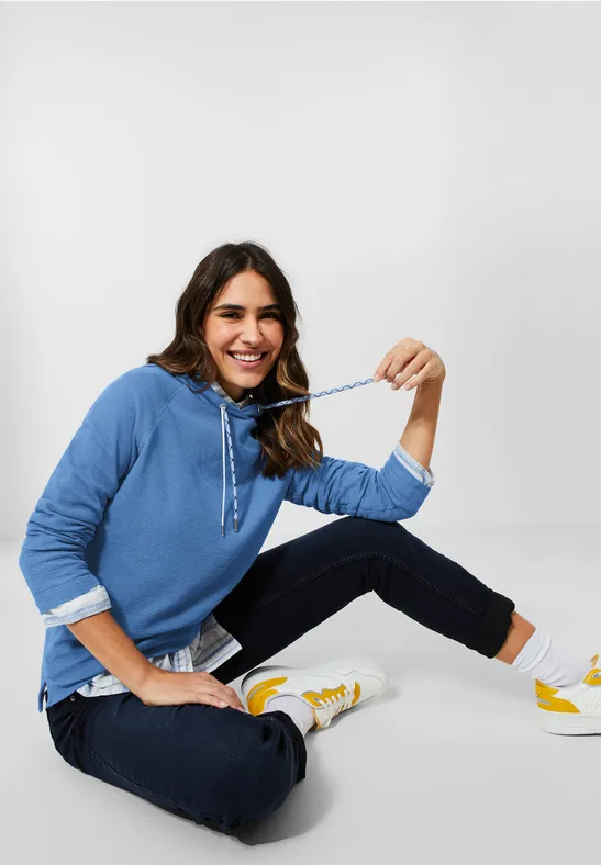 Shirt met capuchon en structuur dusk sky blue