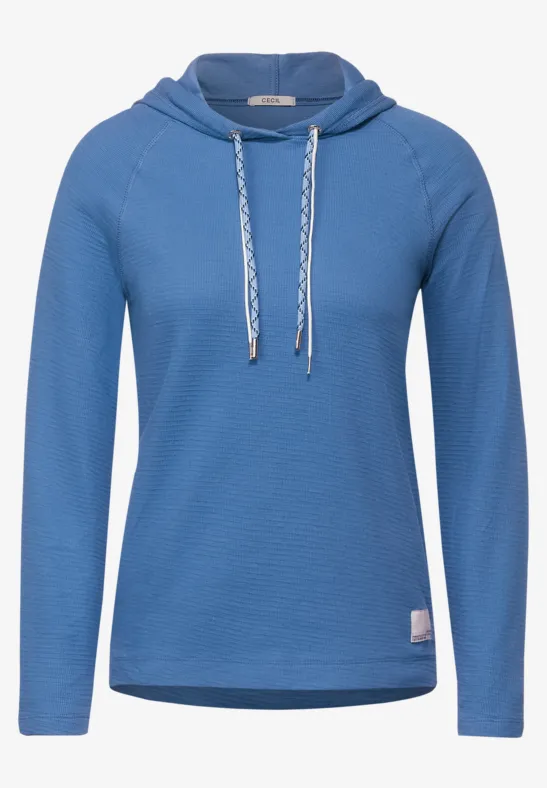 Shirt met capuchon en structuur dusk sky blue