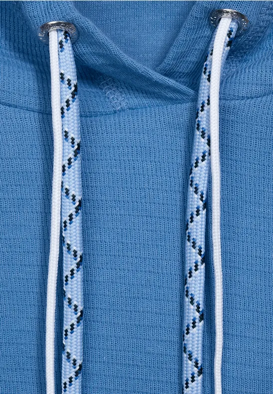 Shirt met capuchon en structuur dusk sky blue