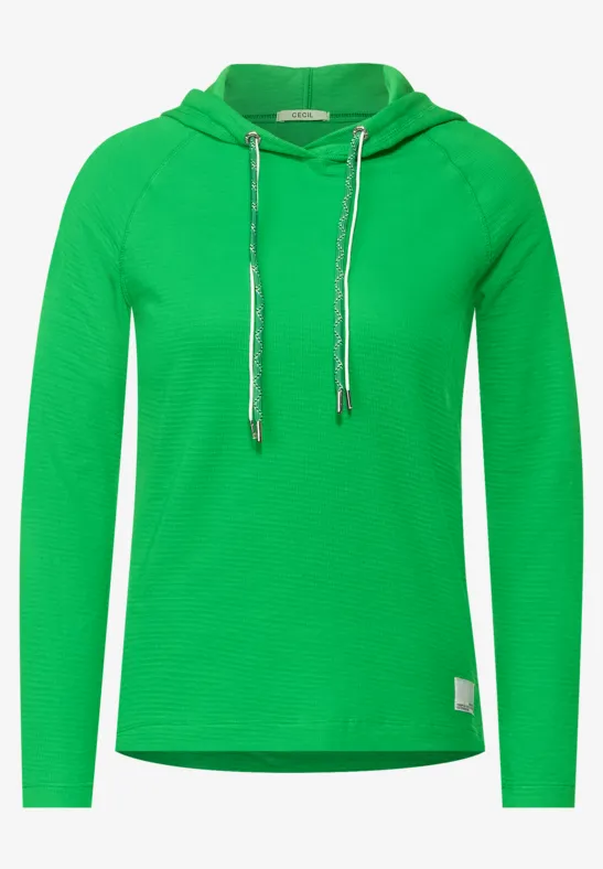 Shirt met capuchon en structuur radiant green