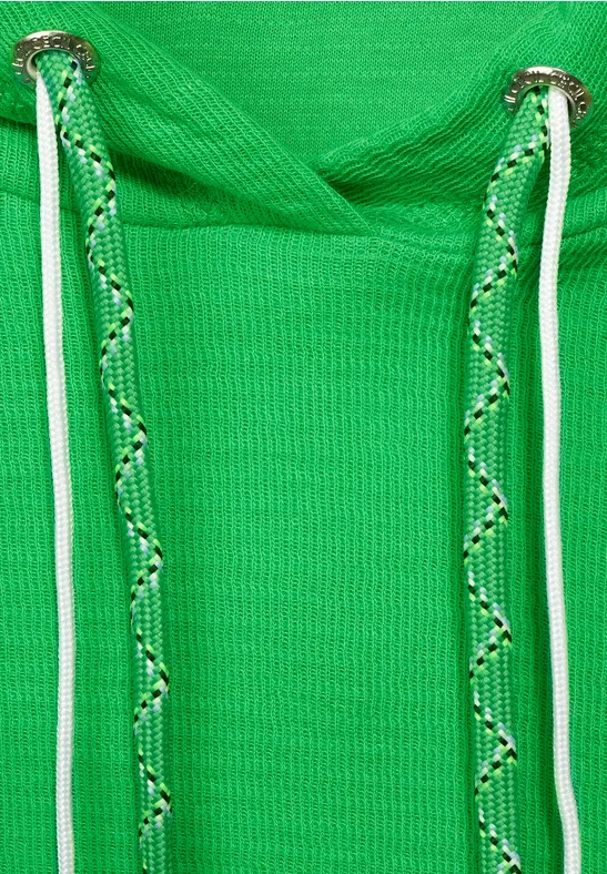 Shirt met capuchon en structuur radiant green
