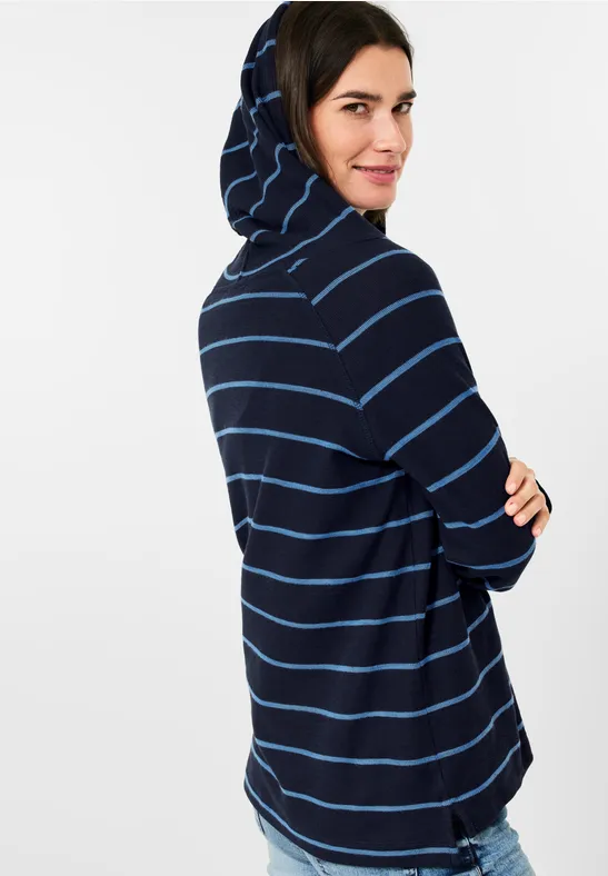 Gestreept shirt met capuchon deep blue